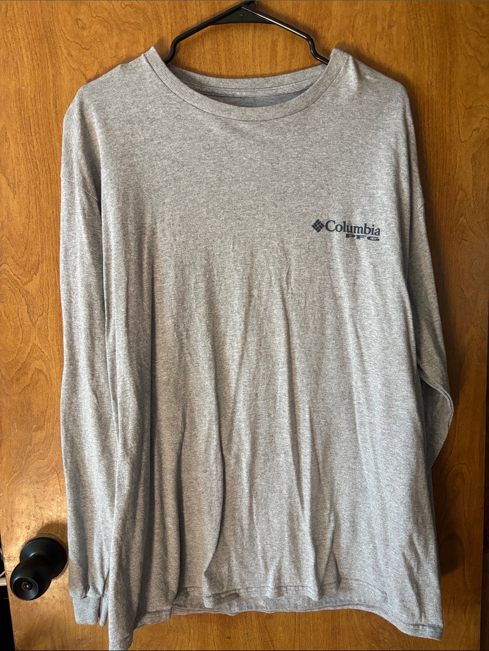 Columbia Men's Long Sleeve Tee - Heather Gray with Navy Logo